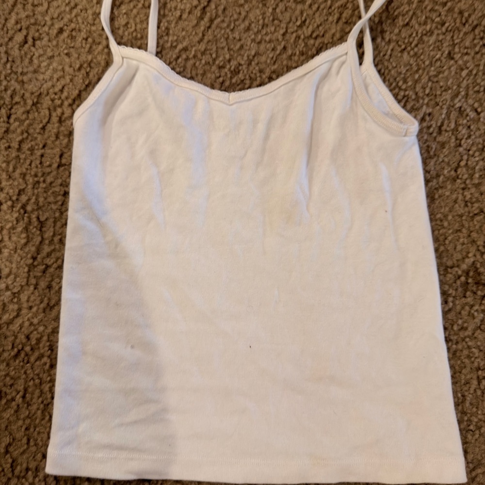 Brandy Melville Cream Ribbed Spaghetti Strap Cami